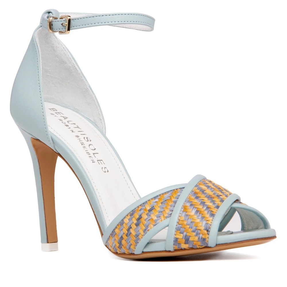 Beautifeel Women's Light Blue and Tan Heels